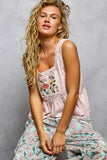 Double Gauze Floral Shirring Square Neck Sleeveless Top: INK NAVY / S