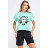 SKULL SEASON VINTAGE GRAPHIC CROP TOP: IVORY / S