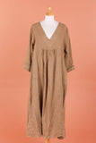 3382C PREMIUM LINEN LONG DRESS: ROUILLE