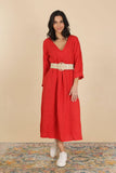 3382C PREMIUM LINEN LONG DRESS: WHITE