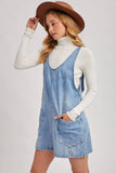 DENIM WASHED OVERALL POCKET DRESS: LT.WASH / S