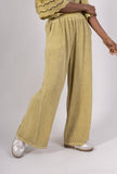 Bootcut Cotton Linen Pants 2 Pockets 20532: 50% linen - 50% cotton / Mustard / One size