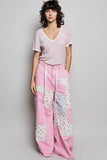 Patchwork Detail Denim Straight Fit Pants: DENIM MULTI / M