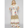 Vintage washed front pocket floral contrast dress: DENIM / S