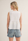 EMBROIDERED LINEN VEST: White / S