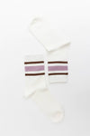 Retro Stripe Style Crew Socks - Classic with Color: Slate Blue