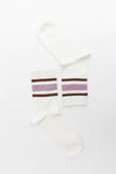 Retro Stripe Style Crew Socks - Classic with Color: Slate Blue