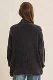 MINERAL-WASHED OPEN FRONT COTTON SWEATER CARDIGAN: ANTIQUE WINE / M