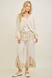 Mineral Washed Lace Ruffles Cropped Pants HP6931: Silver Grey / S-M-L / 2-2-2
