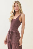 Mineral Washed Everyday Basic Tanktop HT6504: HotCocoa / S-M-L / 2-2-2