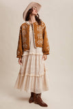 Embroidered Quilted Western Jacket LJ0260: Camel / S