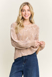 CESW4190- RIBBED TEXTURED KNIT SWEATER: KHAKI / S-M-L(2-2-2)
