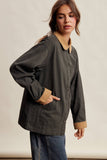 Contrast Collar Utility Barn Jacket LJ0271: Mauve / Contemporary / M