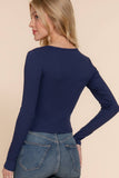 Long Sleeve Round Neck Cotton Spandex Rib Tee: NVY-navy / L