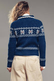 Fair Isle Zip-Up Knit Cardigan: MOCHA / S-2/M-2/L-2