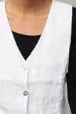 Sleeveless shirt in 100% Linen REF. 5146: Taupe / S/M-L/XL