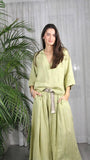 REF 12104 BLOUSE SHIRT COLLAR 100% LINEN: BEIGE