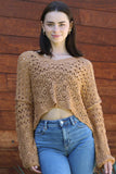 XHS52-ASIS OPEN KNIT V NECK PULLOVER SWEATER: PALO VERDE / S