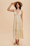 TIERED TIE STRAP MIDI DRESS: GOLDEN POPPY / L