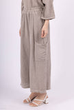 Mid-Length Linen Pants 20570: Black