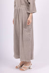 Mid-Length Linen Pants 20570: Khaki