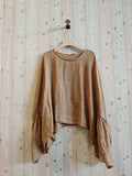 REF 11138 PONCHO-STYLE BLOUSE 100% LINEN: KHAKI
