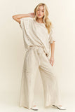 BEST Mineral Wash Wide leg Cropped pants HP5524: MossGreen / S-M-L / 2-2-2
