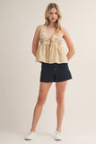 EMBROIDERED LINEN VEST: White / M