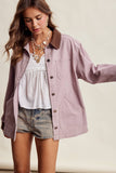Contrast Collar Utility Barn Jacket LJ0271: Mauve / Contemporary / M