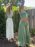 Green wide leg cropped pants